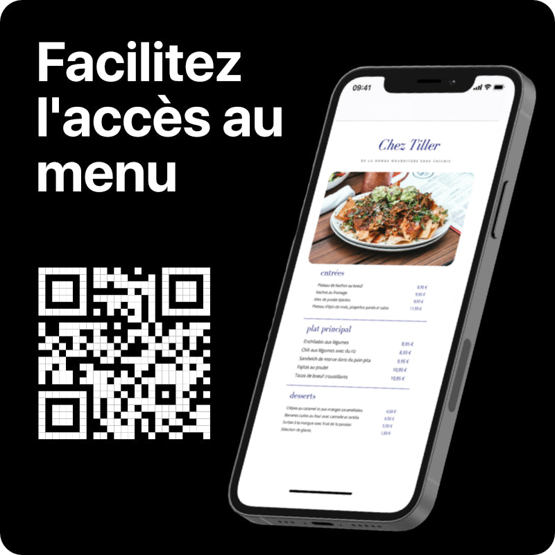 mockup prouvant la facilité de l'accès au menu grâce aux QR code