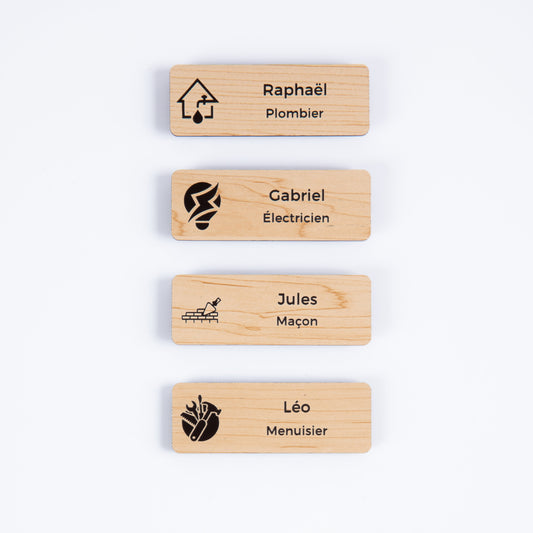 Badge gravé personnalisé – Artisanat & BTP (plombier, électricien…) UNISIGN