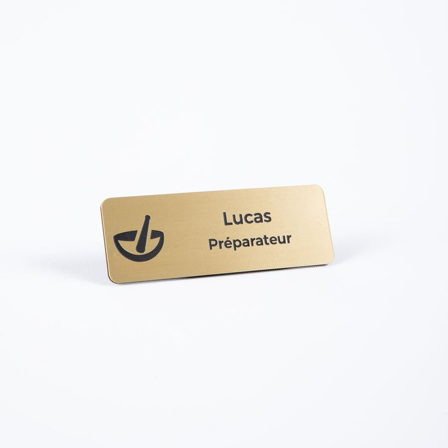 Badge Préparateur en Pharmacie Doré - Personnalisé UNISIGN