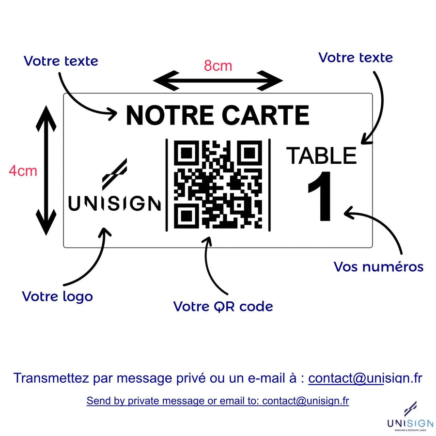 Plaque QR code Rectangulaires - 5 x 10 cm UNISIGN