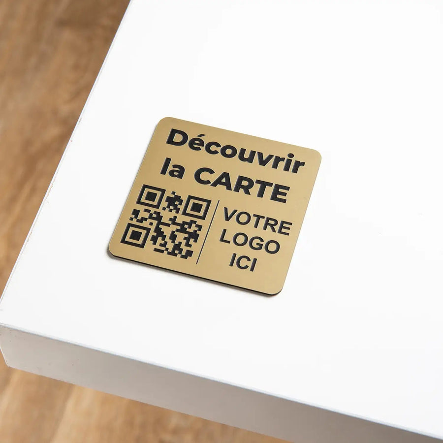 Plaque QR Code carrée gravée avec logo personnalisé UNISIGN