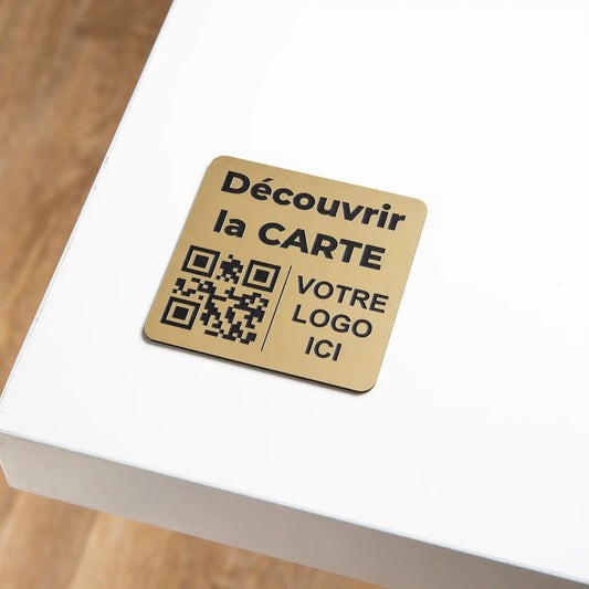 Plaque QR Code carrée gravée avec logo personnalisé UNISIGN