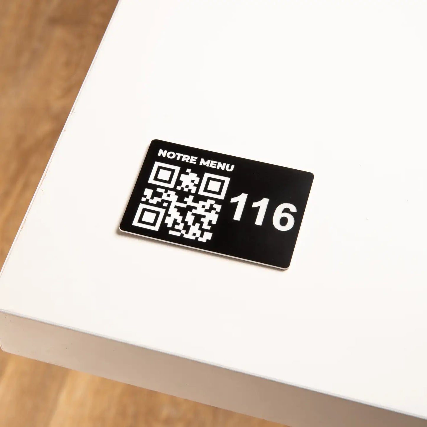 Plaque QR code - Rectangle + Numéro de Table (4 x 6 cm)