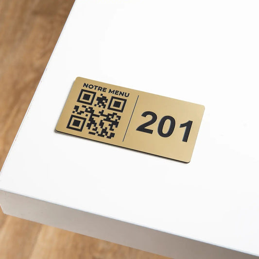 Plaque QR code Rectangle + Numéro (4 x 8 cm) UNISIGN