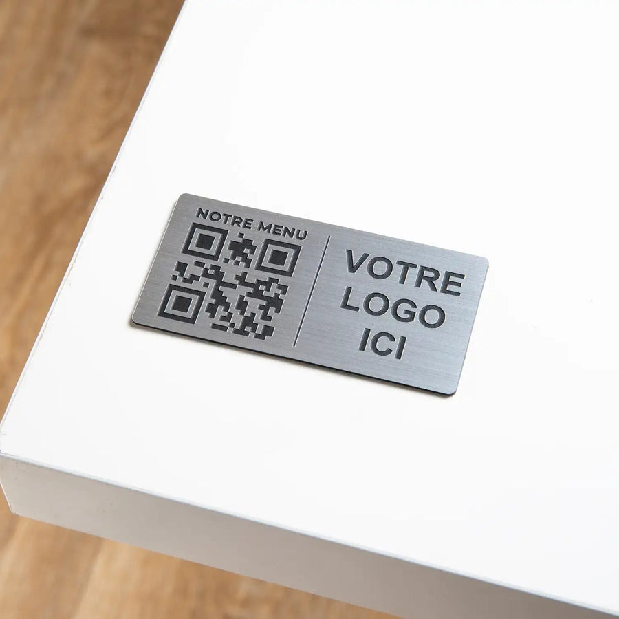 Plaque QR code Rectangle + Logo (4 x 8 cm) UNISIGN