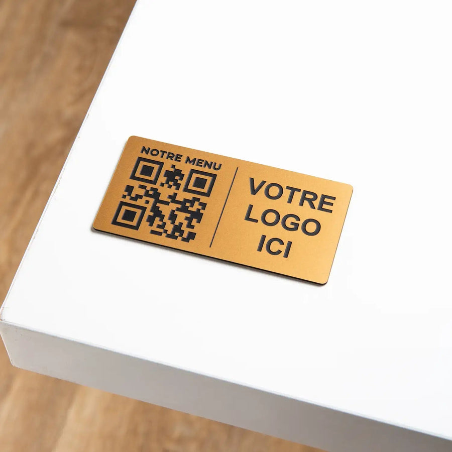Plaque QR code Rectangle + Logo (4 x 8 cm) UNISIGN