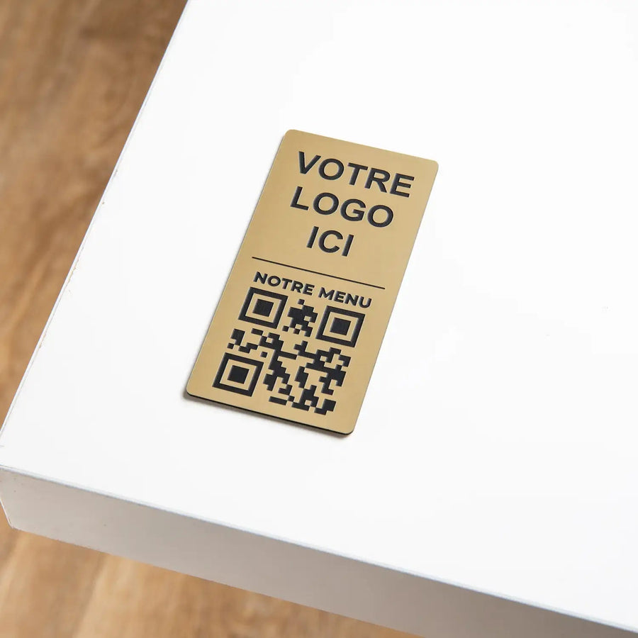 Plaque QR code Rectangle + Logo (4 x 8 cm) UNISIGN