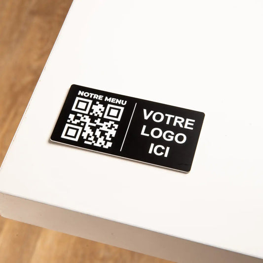 Plaque QR code Rectangle + Logo (4 x 8 cm) UNISIGN