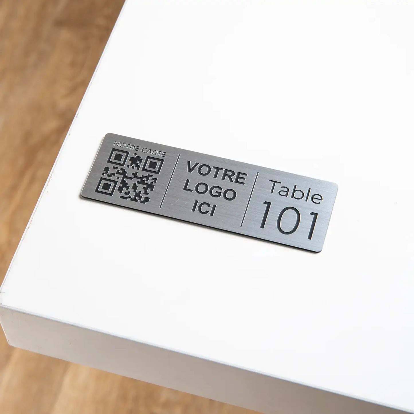Personalized Restaurant Table Number - Logo + Table number + QR code - Small Plate - Original Design