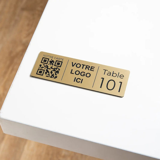 Plaque QR code Rectangle + Logo + N° de table ( 3 x 9 cm) UNISIGN