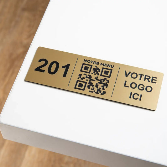 Plaque QR code Rectangle + Logo + Numéro ( 4 x 12 cm) UNISIGN