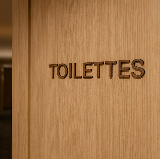 Signalétique Toilette H/F en Bois - Découpé au Laser UNISIGN
