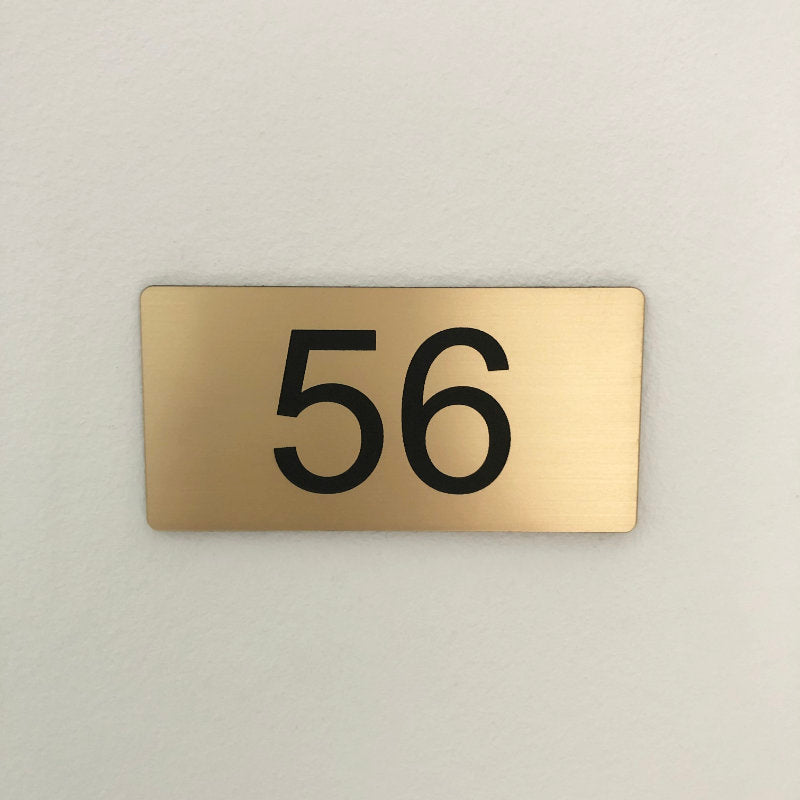Plaque numéro de chambre pour Hôtel - Effet métal brossé en rectangle - Unisign