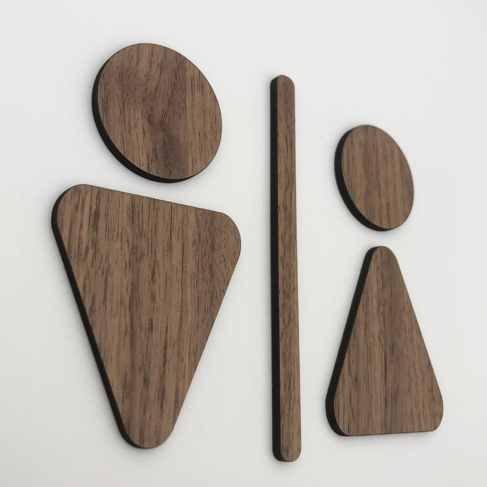 Signalétique Toilette H/F en Bois - Unisign