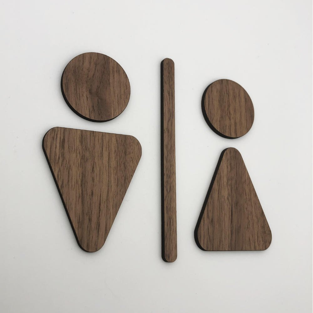 Signalétique Toilette H/F en Bois - Unisign