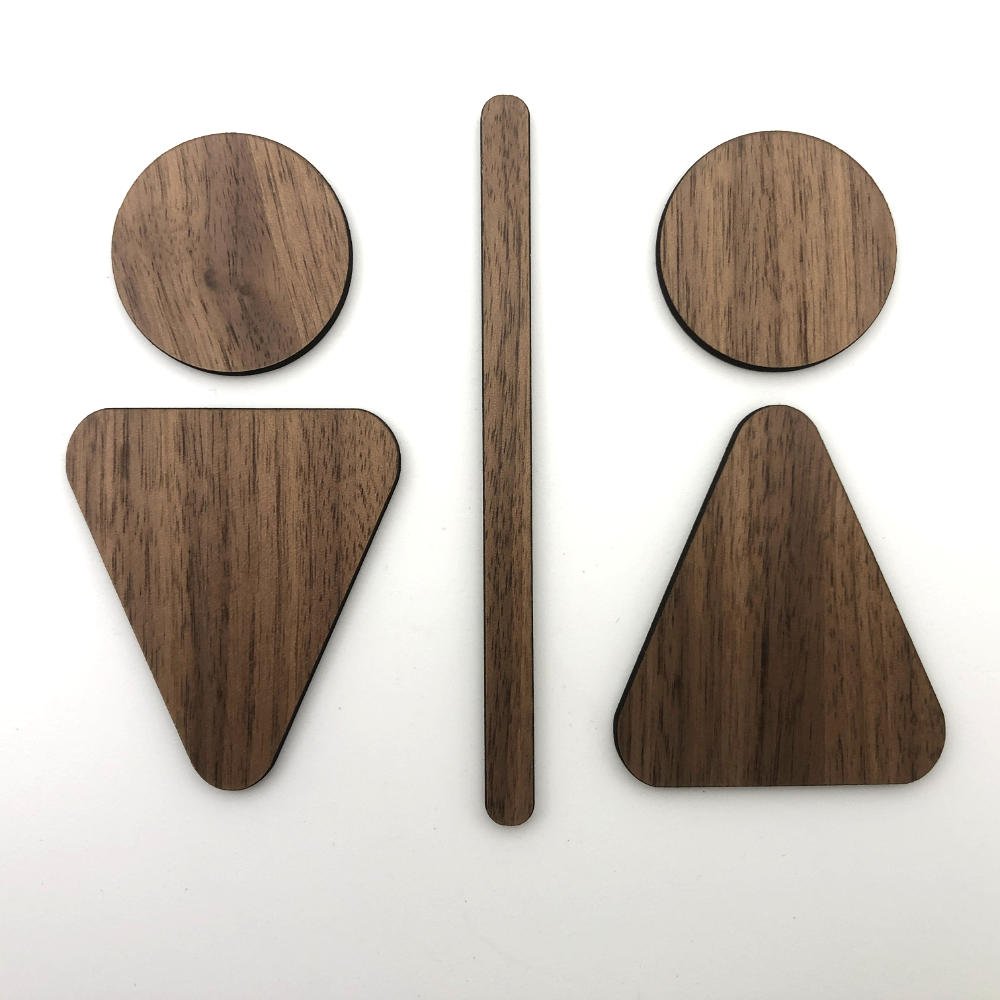 Signalétique Toilette H/F en Bois - Unisign
