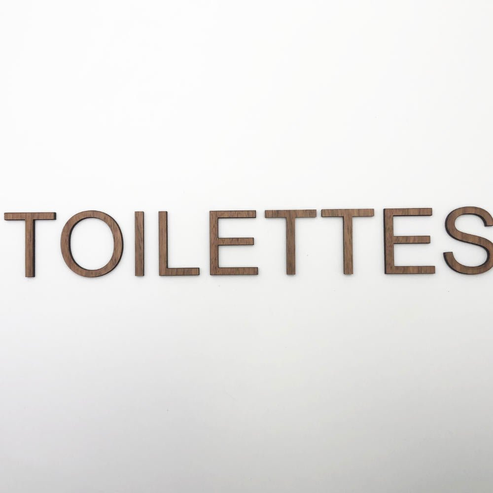 Signalétique Toilette H/F en Bois Découpé au Laser - Unisign