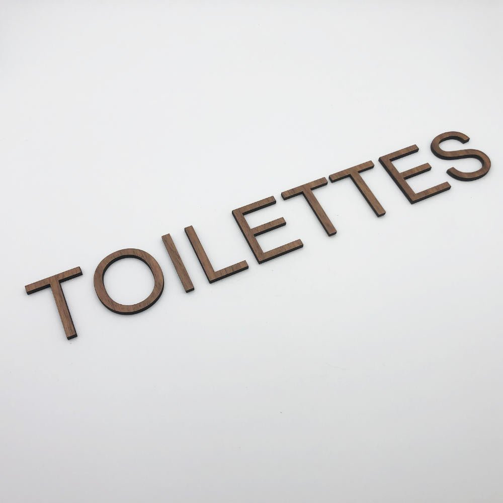 Signalétique Toilette H/F en Bois Découpé au Laser - Unisign