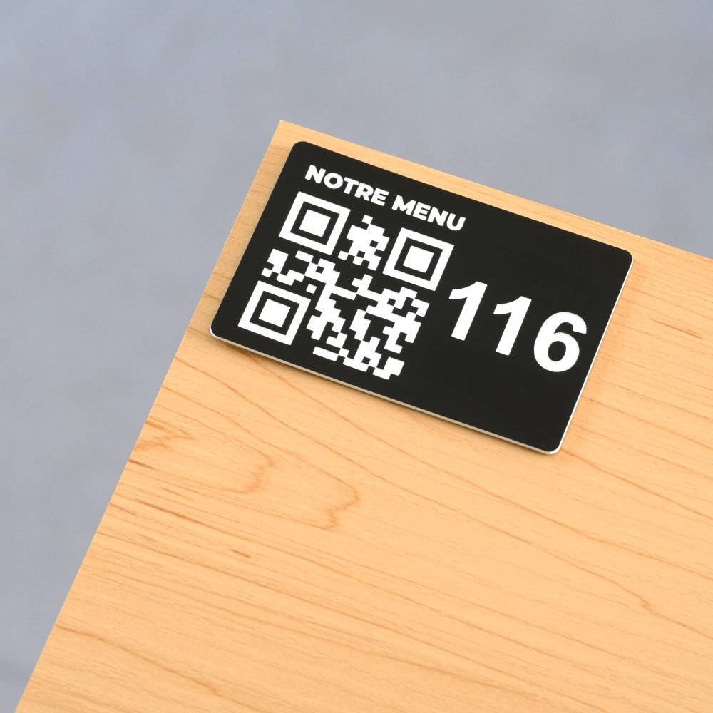 Personalized Engraved QR code plaque - Table number - Restaurant, Bar - POS