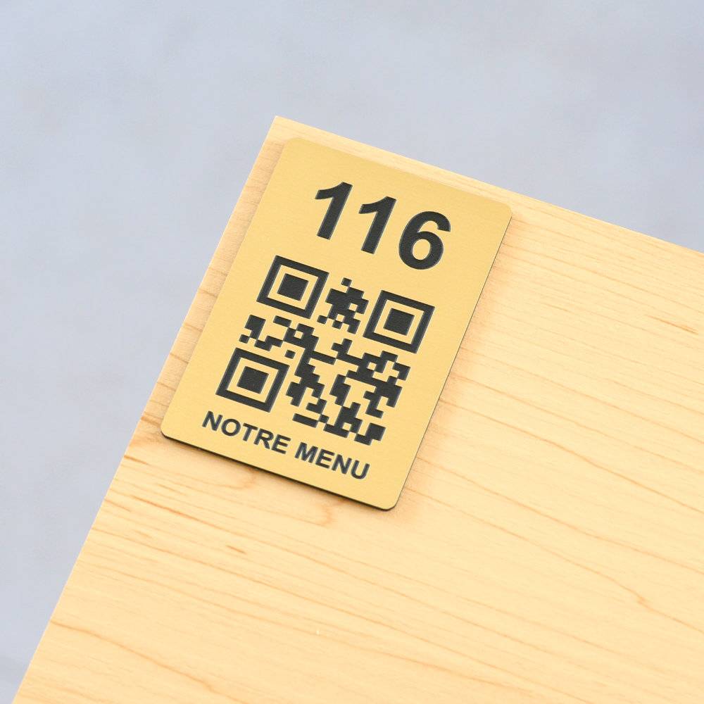 Personalized Engraved QR code plaque - Table number - Restaurant, Bar - POS