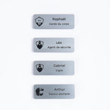 Badge gravé personnalisé – Métiers de la sécurité (vigile, pompier…) UNISIGN
