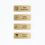 Badge gravé personnalisé – Beauté & bien-être (coiffeuse, esthéticienne…) UNISIGN