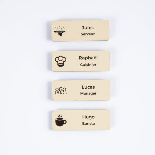 Badge personnalisé gravé – Métiers de la restauration UNISIGN