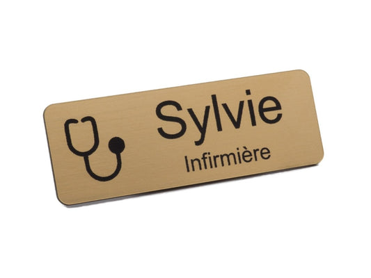 Badge Doré Personnalisé pour Médecins et Infirmiers - Unisign