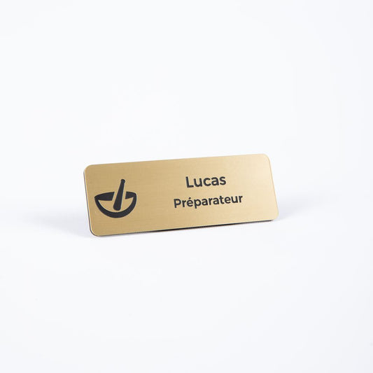 Badge Préparateur en Pharmacie Doré - Personnalisé UNISIGN