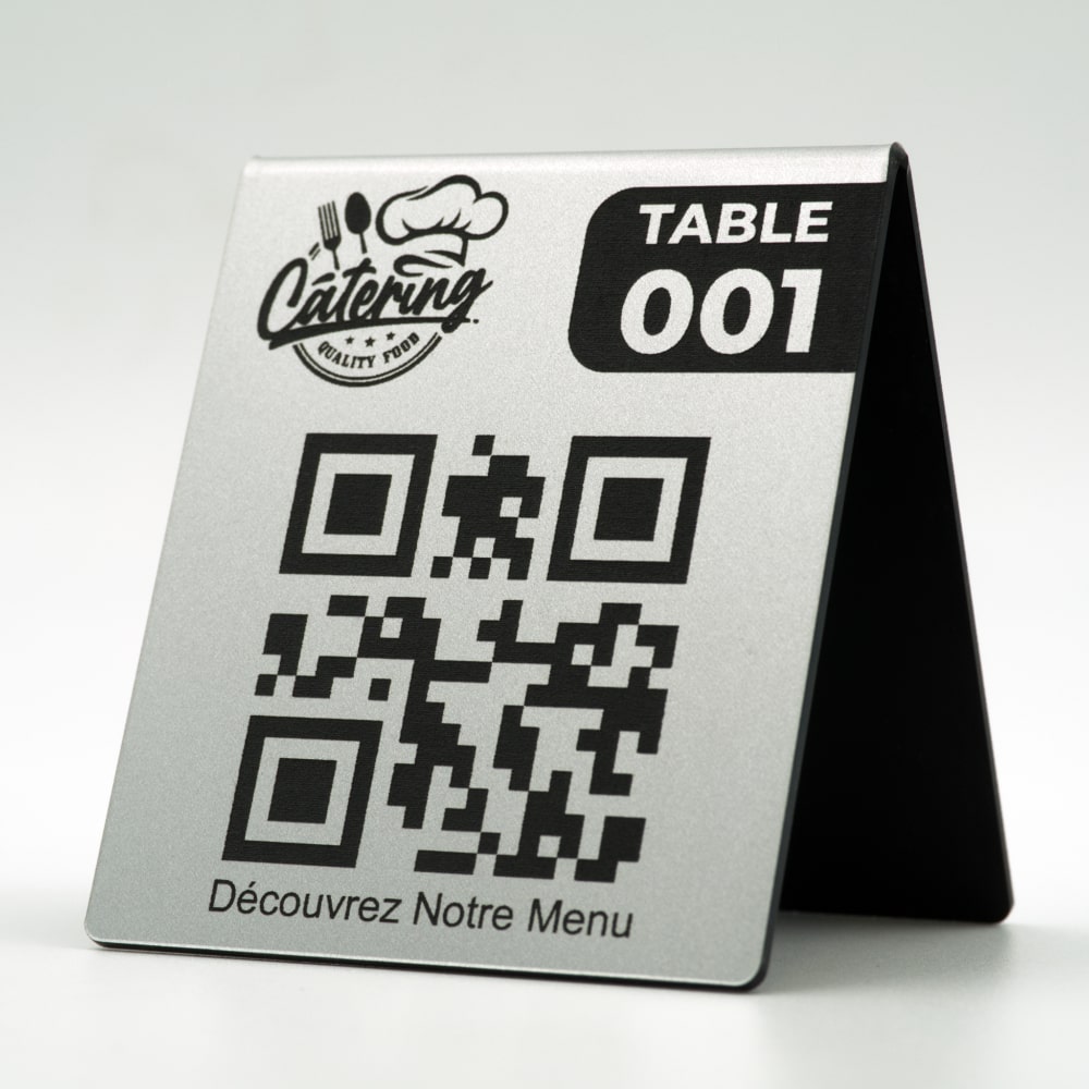 Chevalet de Table QR Code + Logo et Numéro de Table (recto verso) - Unisign