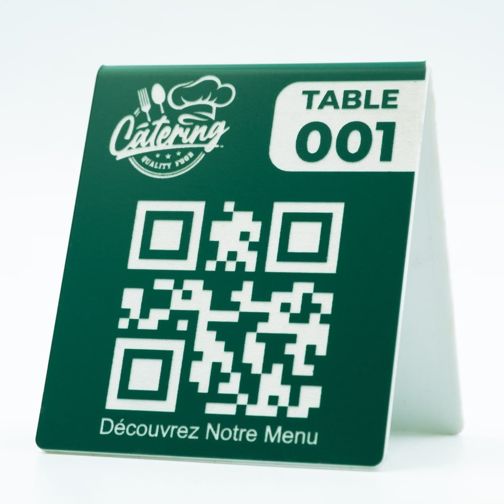 Chevalet de Table QR Code + Logo et Numéro de Table (recto verso) - Unisign