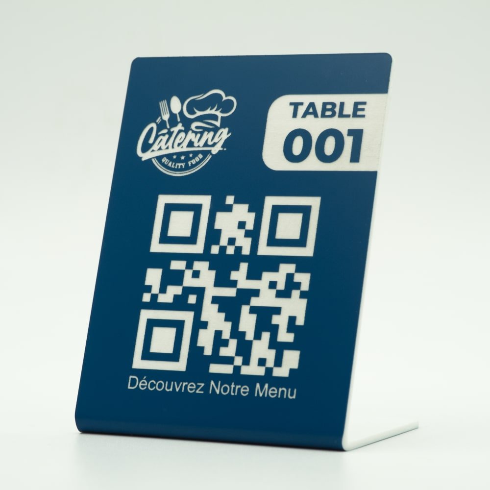 Chevalet de Table QR Code + Logo + Numéro de Table - Unisign