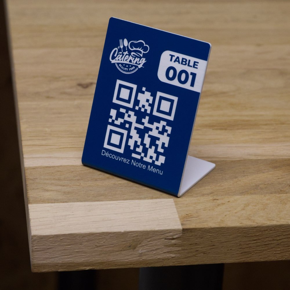 Chevalet de Table QR Code + Logo + Numéro de Table - Unisign