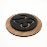 Numéro d'hôtel en Bois Moderne - Rond - Personnalisable - Unisign