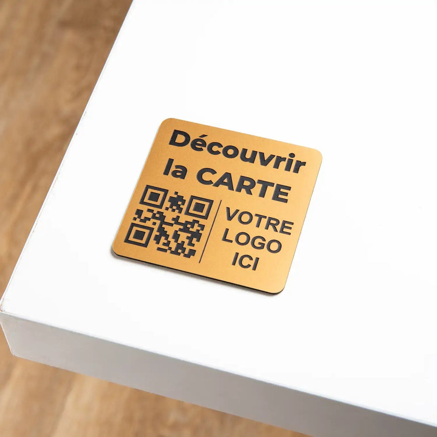 Plaque QR Code carrée gravée avec logo personnalisé UNISIGN