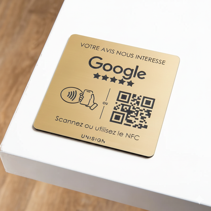 Modern Support - Engraved QR Code to put on a table - Logo + QR code