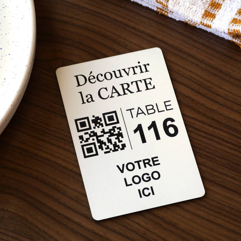 Plaque QR code Carré Gravé à poser + Logo + Numéro - Unisign