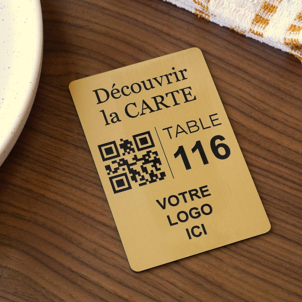 Plaque QR code Carré Gravé à poser + Logo + Numéro - Unisign