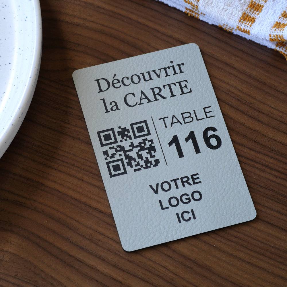 Plaque QR code Carré Gravé à poser + Logo + Numéro - Unisign