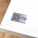 Plaque QR code -  Rectangle + Numéro de Table (4 x 6 cm) UNISIGN