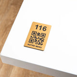 Plaque QR code -  Rectangle + Numéro de Table (4 x 6 cm) UNISIGN