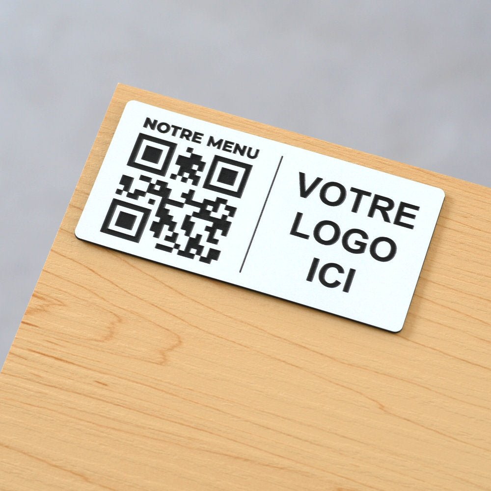 Plaque QR code Rectangle + Logo (4 x 8 cm) - Unisign