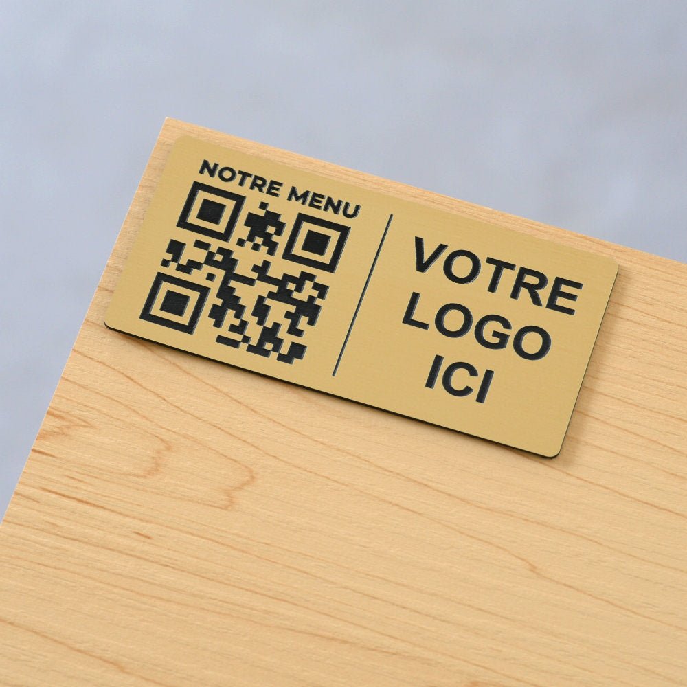 Plaque QR code Rectangle + Logo (4 x 8 cm) - Unisign