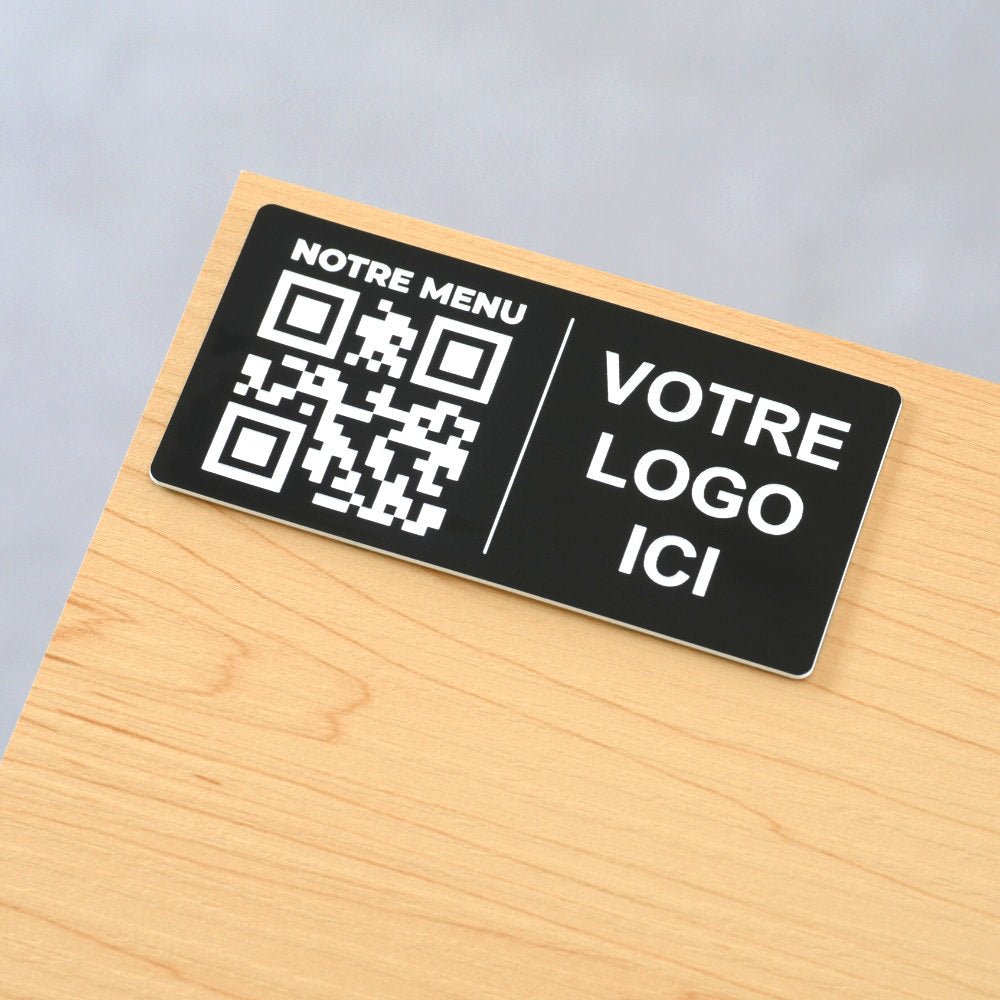 Plaque QR code Rectangle + Logo (4 x 8 cm) - Unisign