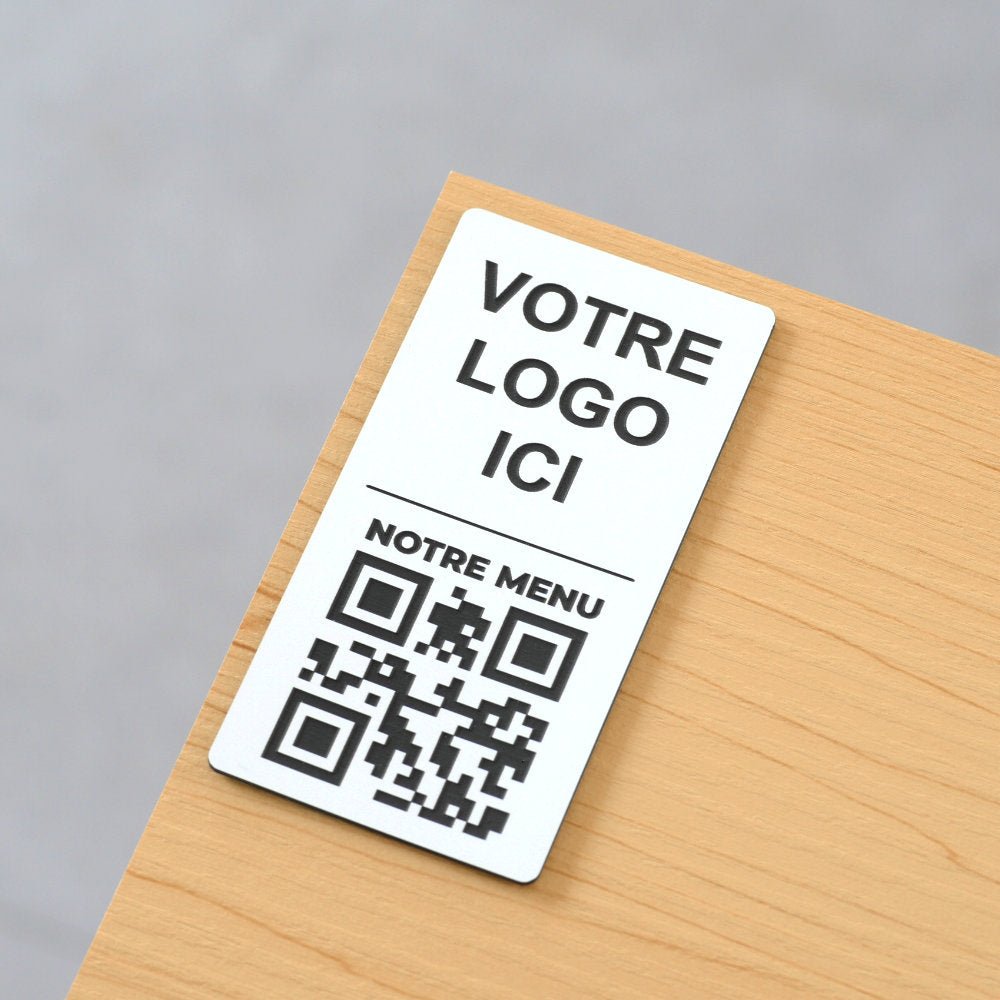 Plaque QR code Rectangle + Logo (4 x 8 cm) - Unisign