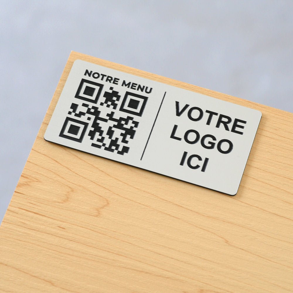 Plaque QR code Rectangle + Logo (4 x 8 cm) - Unisign