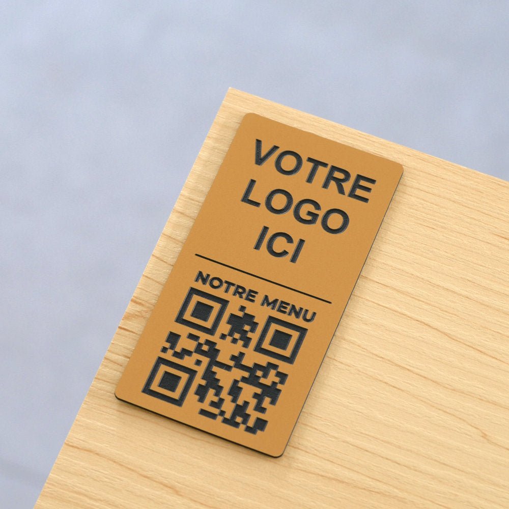 Plaque QR code Rectangle + Logo (4 x 8 cm) - Unisign