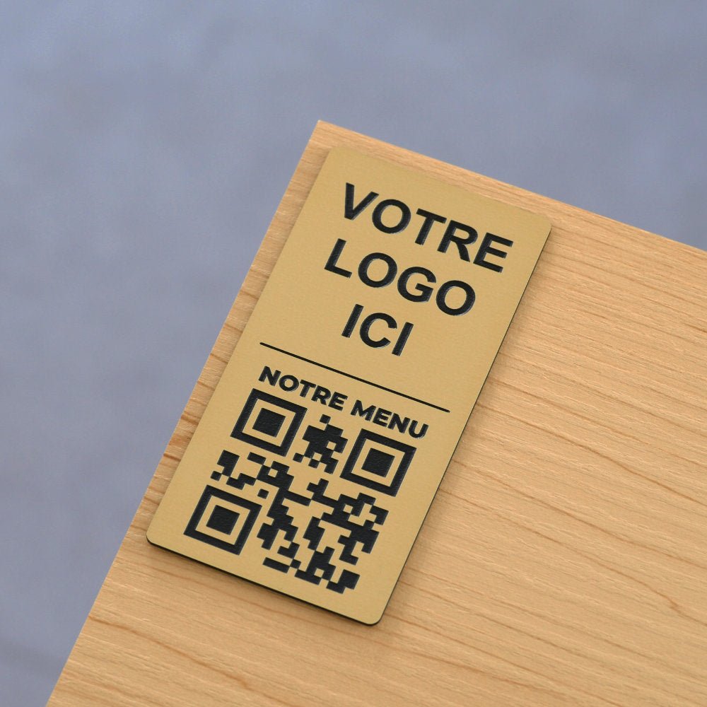 Plaque QR code Rectangle + Logo (4 x 8 cm) - Unisign