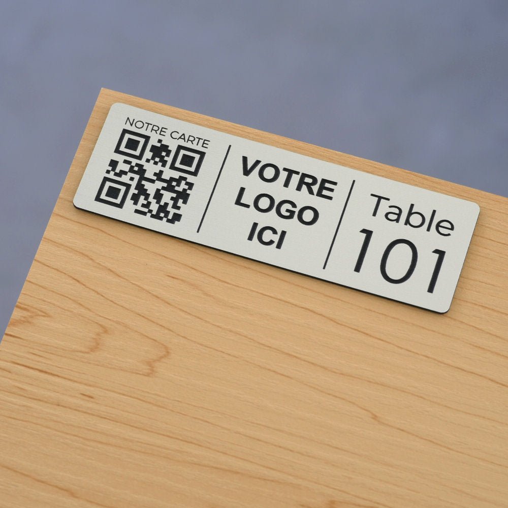 Plaque QR code Rectangle + Logo + N° de table - Unisign