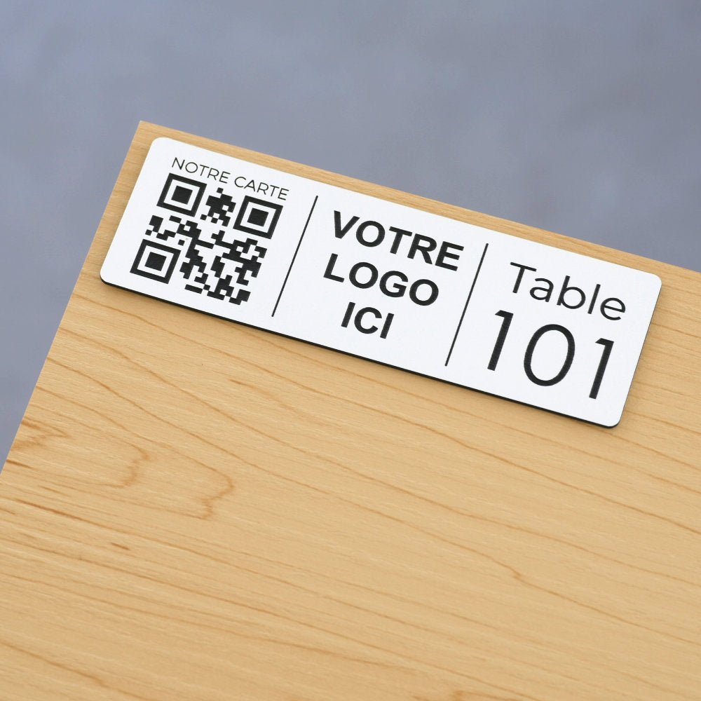 Plaque QR code Rectangle + Logo + N° de table - Unisign